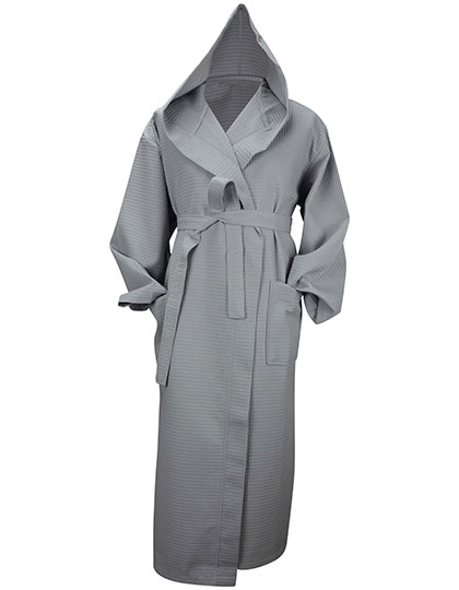 AR028 Robezz® Waffle Bathrobe With Hood XS / Light Grey
