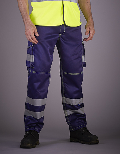 YK018T Hi-Vis Cargo Trousers With Knee Pad Pockets
