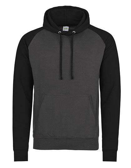 JH009 Baseball Hoodie S / Charcoal (Heather)/Jet Black
