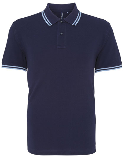 AQ011 Men´s Classic Fit Tipped Polo S / Navy/Cornflower